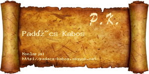 Padács Kabos névjegykártya
